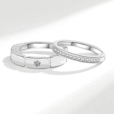 New cube sugar fall in love couple ring personality paper short love long men and women zircon open couple ring