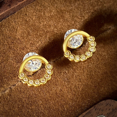 1 Pair Retro Geometric Plating Inlay Copper Zircon Zircon Ear Studs