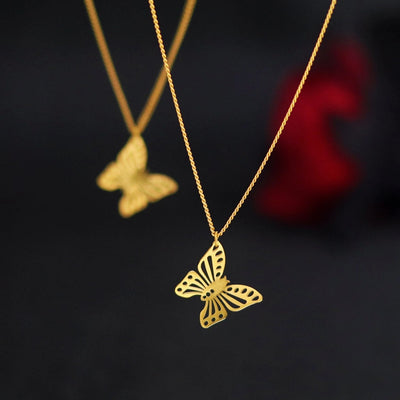 Jewelry Classic Style Commute Butterfly 304 Stainless Steel 18K Gold Plated Hollow Out Jewelry Set