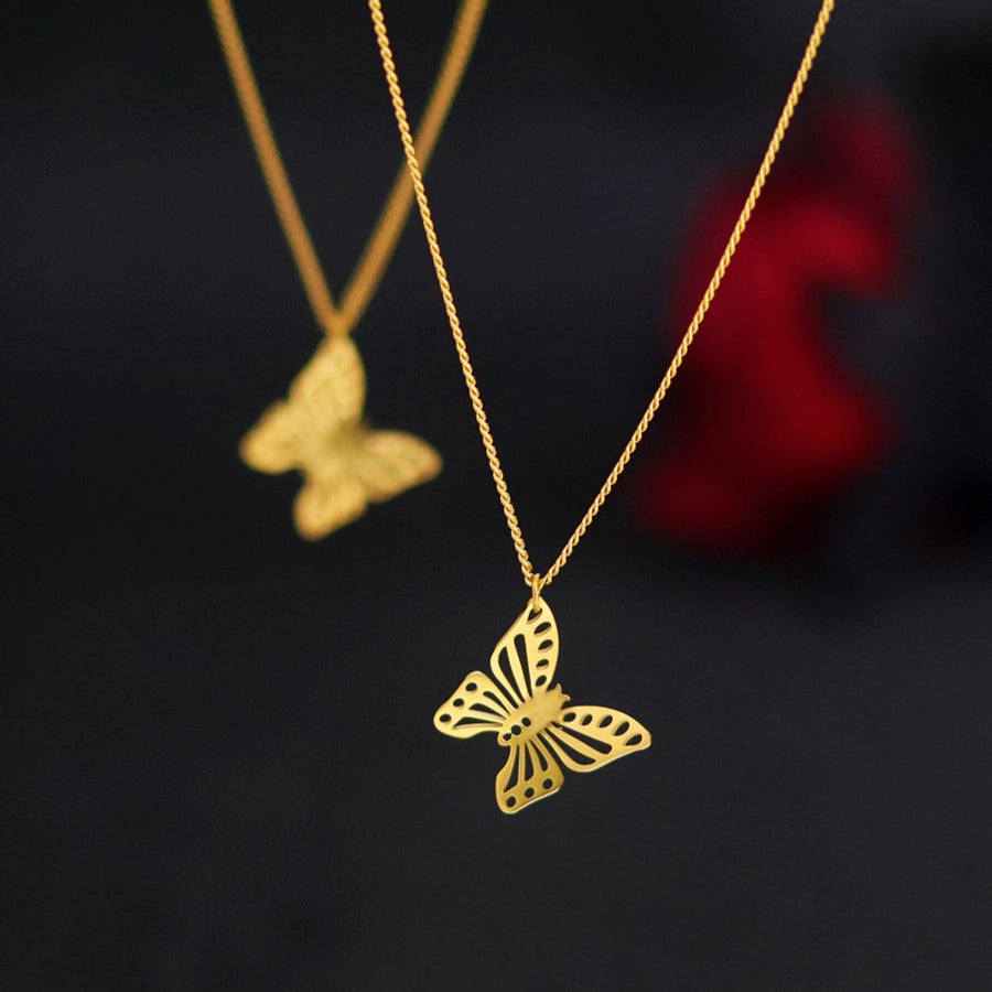 Jewelry Classic Style Commute Butterfly 304 Stainless Steel 18K Gold Plated Hollow Out Jewelry Set