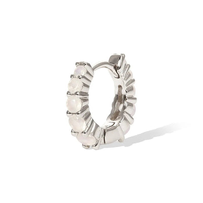 1 Piece 1 Pair 925 Sterling Silver Solid Color Opal 18K Gold Plated White Gold Plated Hoop Earrings