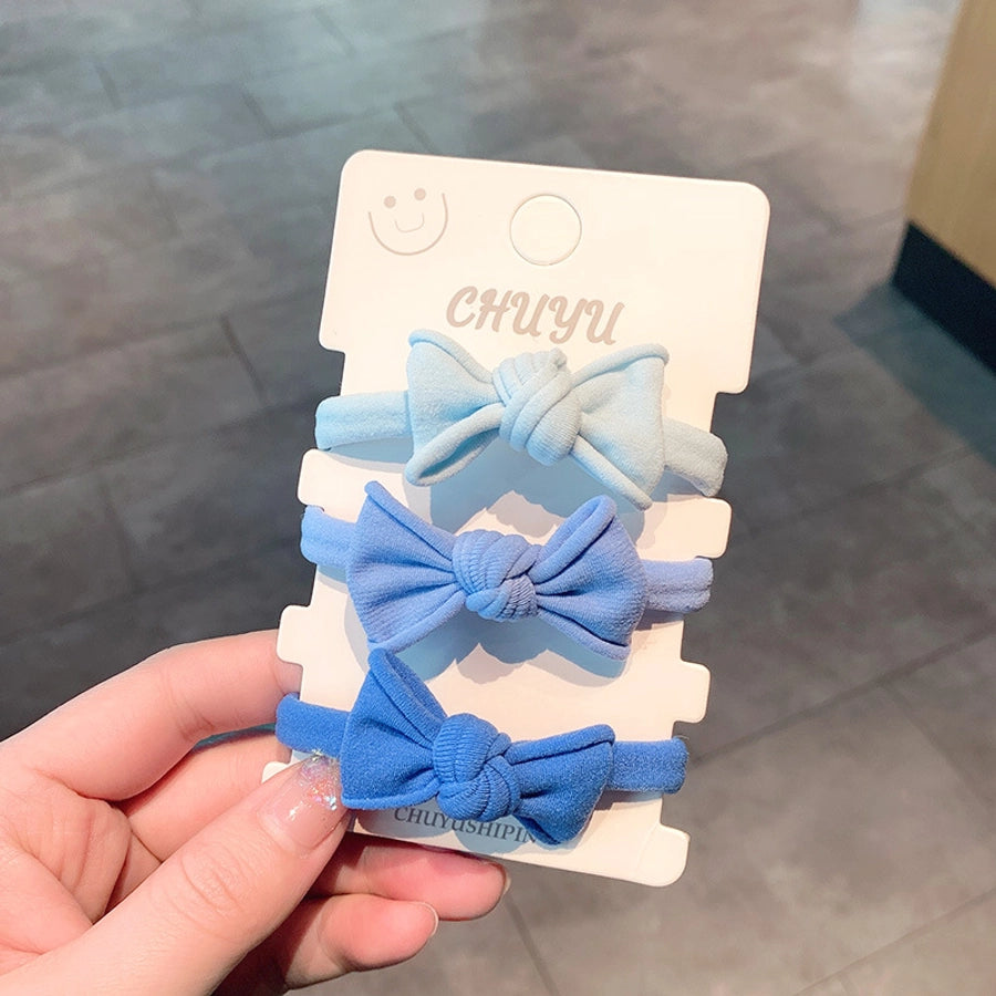 cute rainbow fluorescent solid color bow tie ponytail head rope set