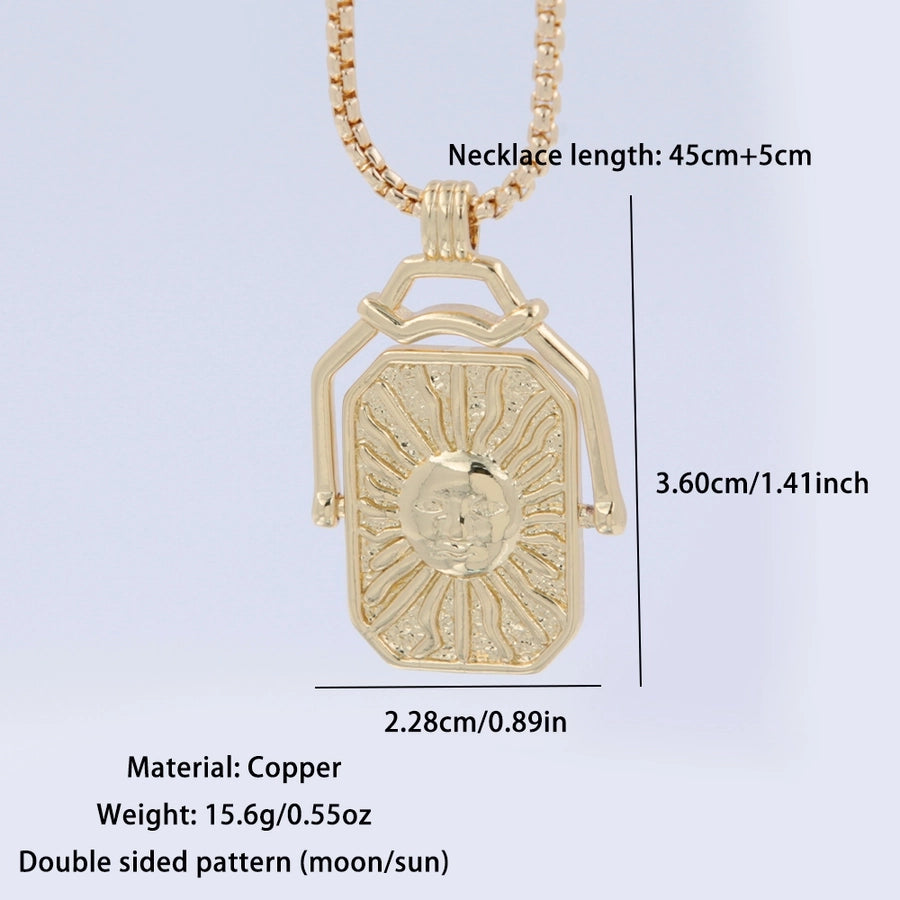 Classic Style Sun Copper 18K Gold Plated Unisex Pendant Necklace