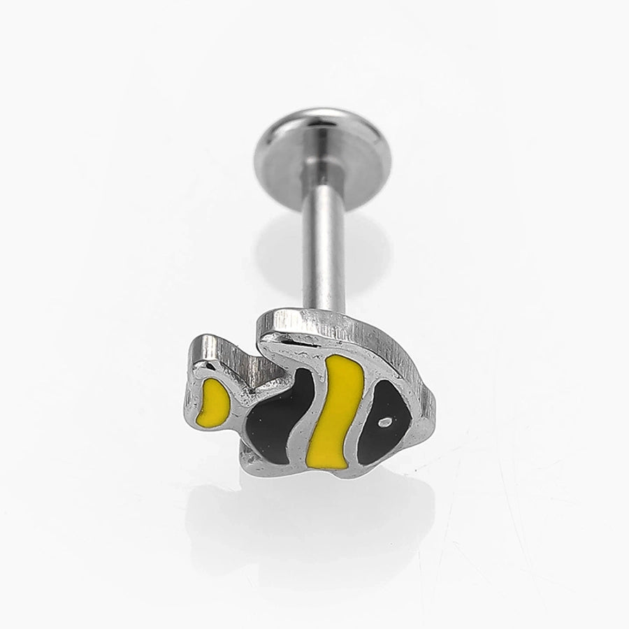 1 Piece Lip Rings Cute Football Fish 316L Stainless Steel  Polishing Epoxy Lip Rings Ear Cartilage Rings & Studs Nose Rings & Studs