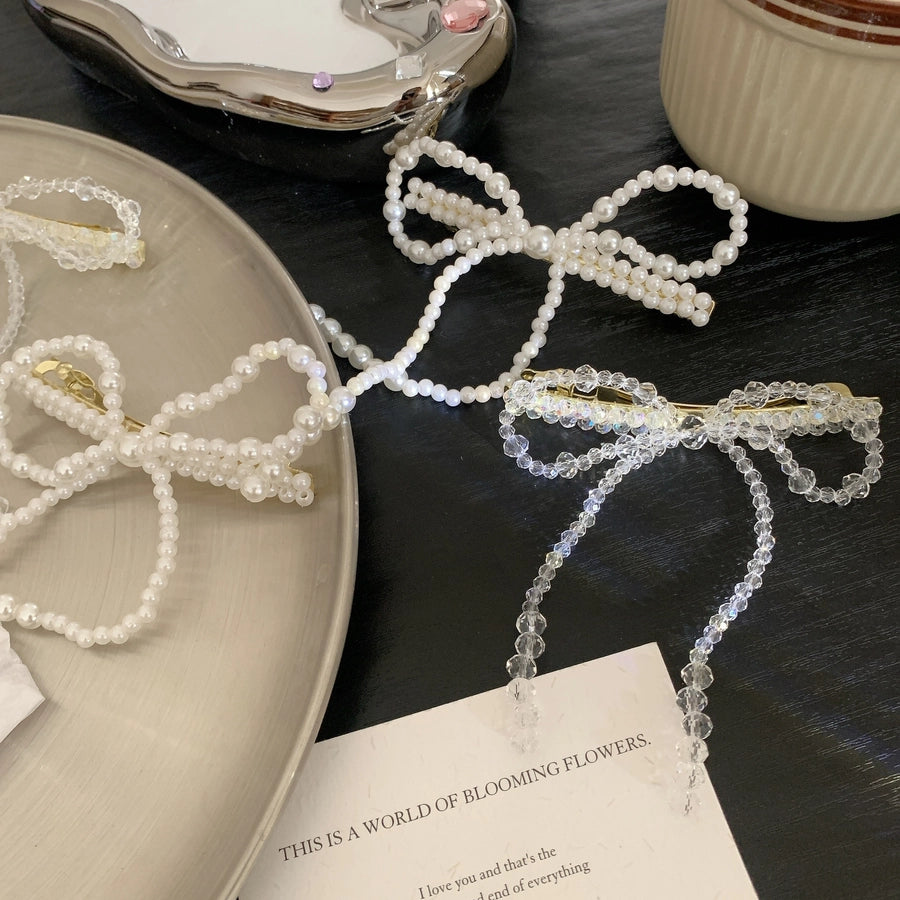 Women's Simple Style Classic Style Bow Knot Alloy Plastic Beaded Hair Clip