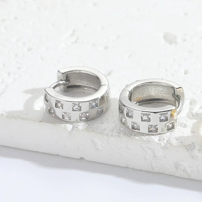 1 Pair Vintage Style Simple Style Round Copper Zircon 14K Gold Plated Earrings Ear Studs