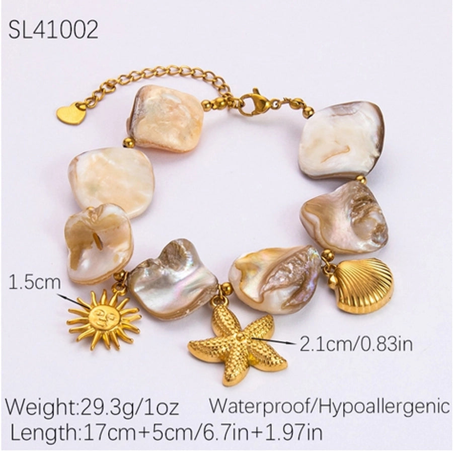 Jewelry Beach Modern Style Sun Scallop Starfish 304 Stainless Steel Shell Plating Bracelets Necklace