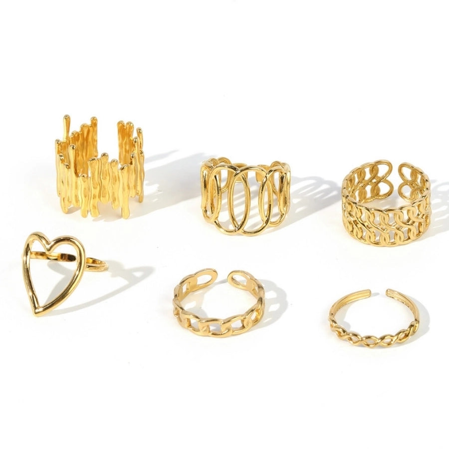 Jewelry Retro Heart Shape Solid Color 304 Stainless Steel Open Rings