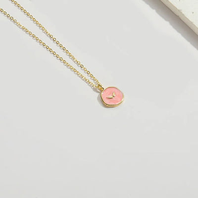 Copper 14K Gold Plated Enamel Butterfly Pendant Necklace