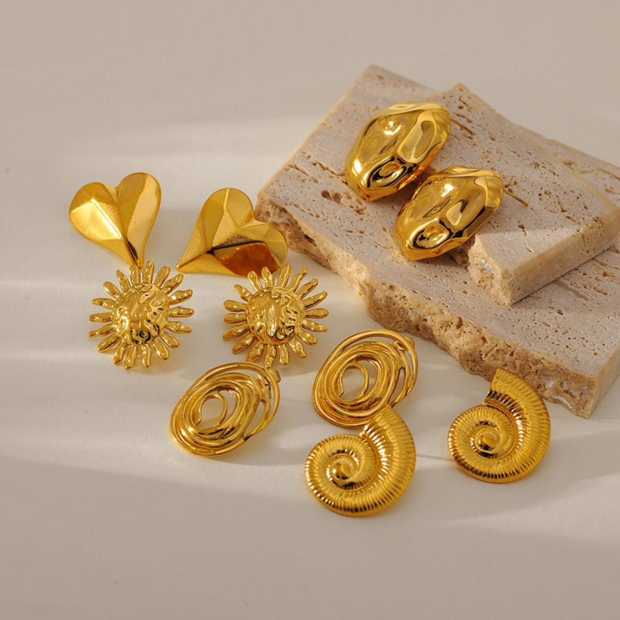 1 Pair Simple Style Classic Style Circle Heart Shape Spiral 304 Stainless Steel Ear Studs