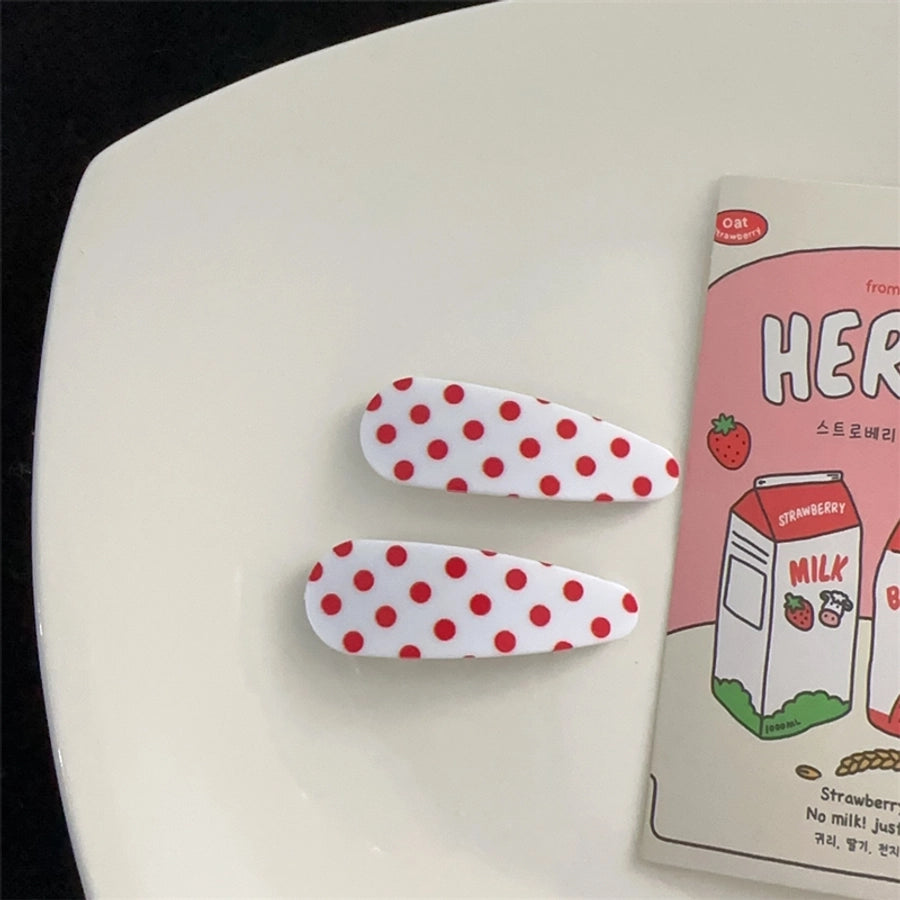 Women's Sweet Plaid Polka Dots Plastic Hair Clip
