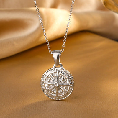 Jewelry Simple Style Round 304 Stainless Steel Rhinestones 18K Gold Plated Plating Inlay Pendant Necklace