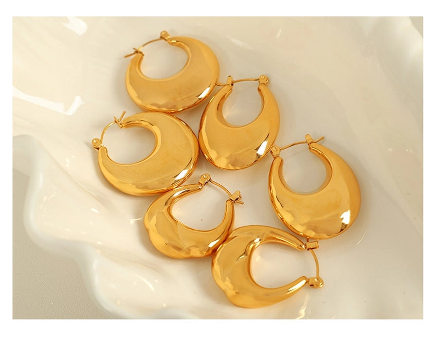 1 Pair Elegant French Style Commute U Shape Semicircle Polishing Plating 304 Stainless Steel 18K Gold Plated Earrings