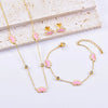 Jewelry Sweet Flower Titanium Steel Gold Plated Epoxy Plating Bracelets Jewelry Set