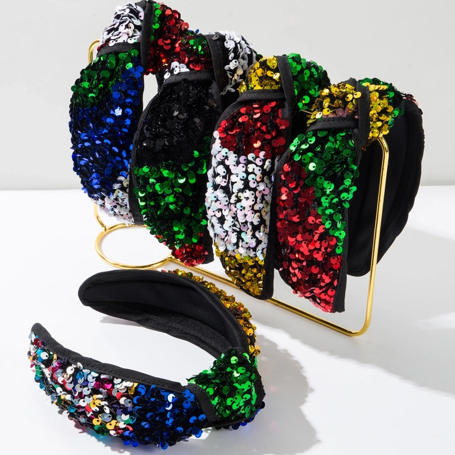 Women's Glam Hip-Hop Rock Color Block Sequin Alloy Cloth Hair Band
