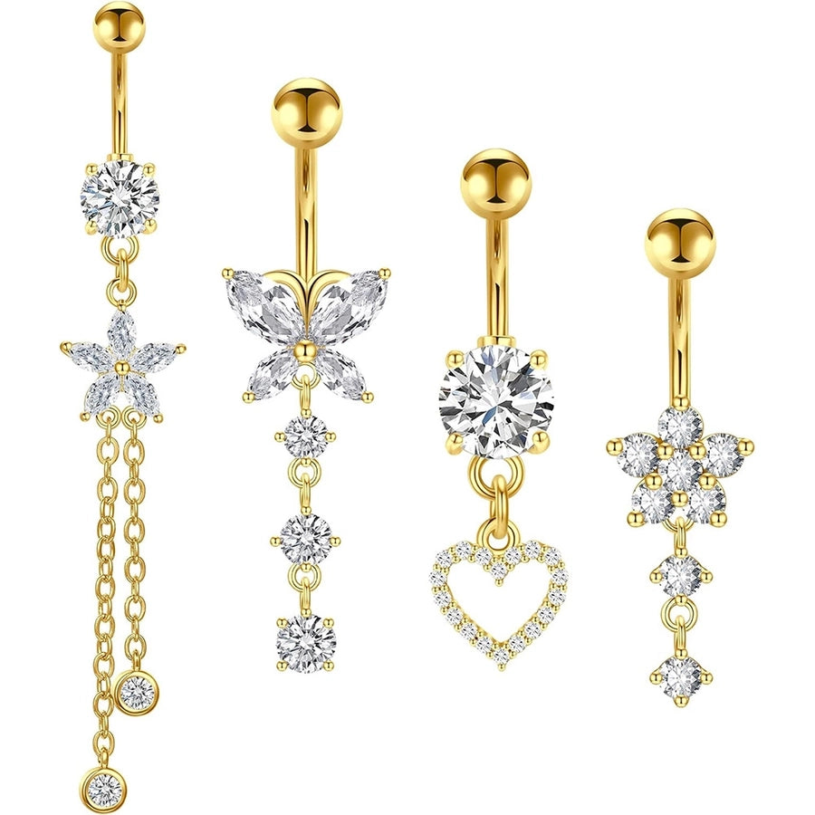 1 Piece 1 Set Belly Rings Simple Style Heart Shape Butterfly 316L Stainless Steel  Inlay Zircon Belly Rings