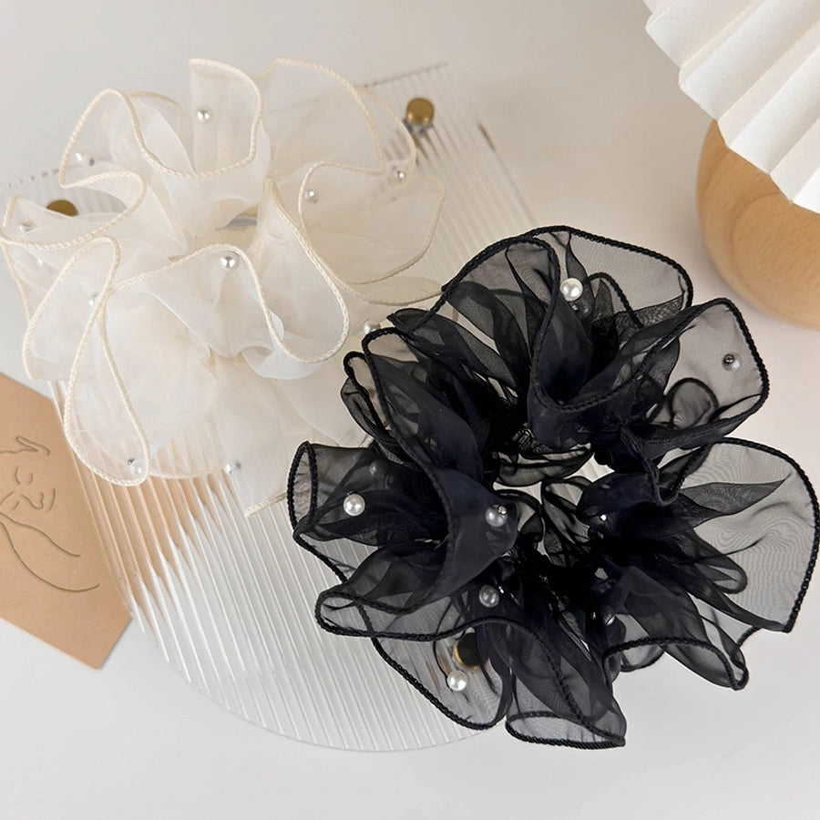 Women's Casual Simple Style Geometric Imitation Pearl Gauze Hair Tie