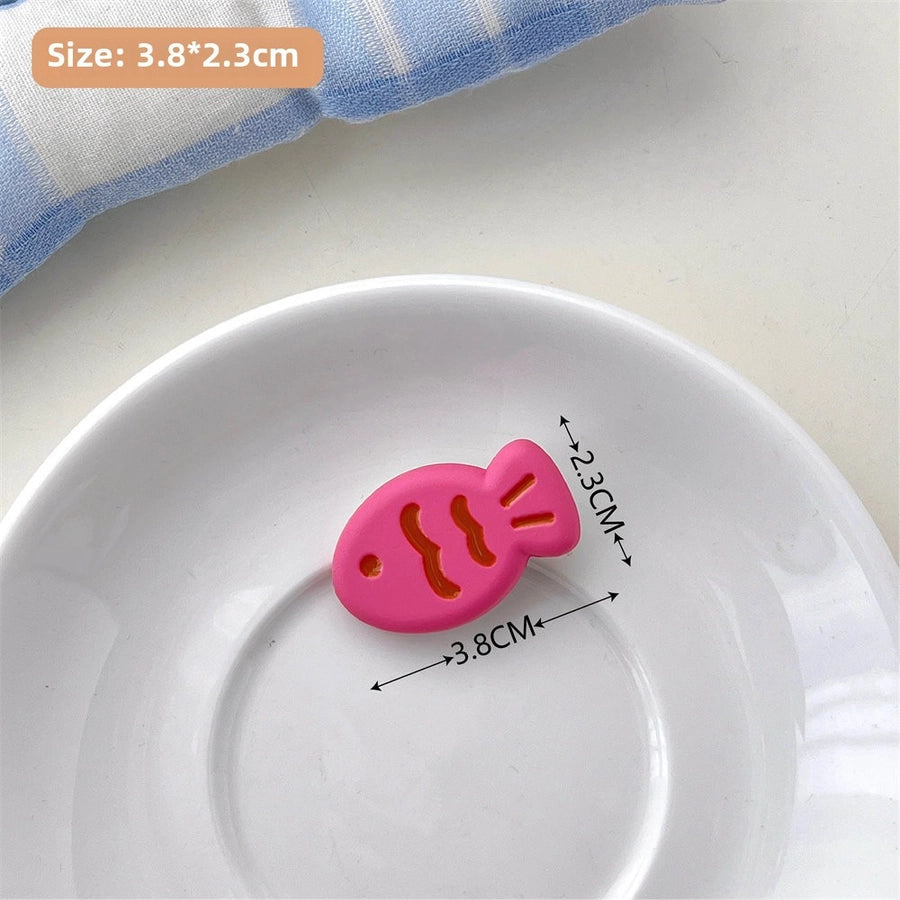 Candy Color Snapper Burned Hair Clip  Sweet Girl's Heart Cute Fish Bangs Clip Student  Hairpin Hair Accessories