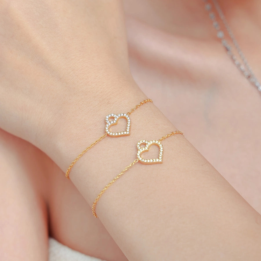 Jewelry Elegant Luxurious Vacation Heart Shape Titanium Steel 18K Gold Plated Plating Jewelry Set