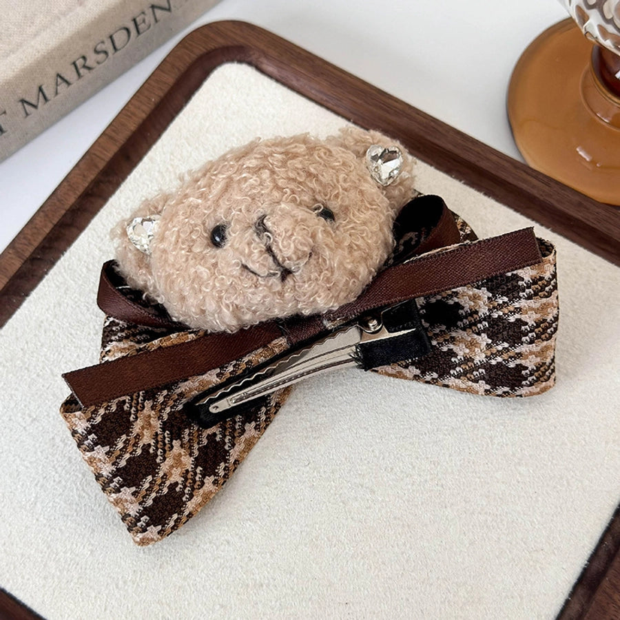 Women's Cartoon Style Cute Sweet Bear Cloth Plush Hair Clip Hair Claws