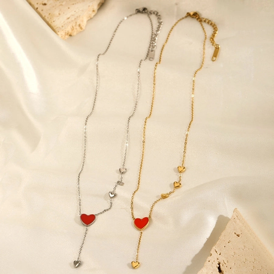 Jewelry Simple Style Heart Shape 304 Stainless Steel Pendant Necklace