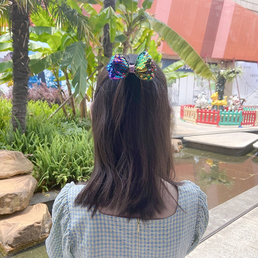 cute bow knot cloth sequins handmade hair clip 1 piece