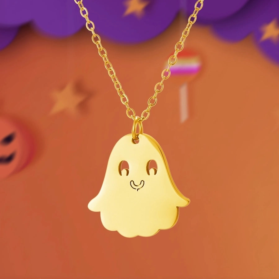 Jewelry Funny Pumpkin ghost Spider 201 Stainless Steel Asymmetrical Hollow Out Pendant Necklace