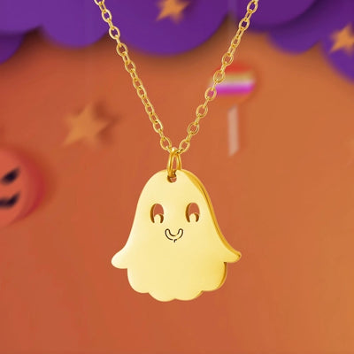 Jewelry Funny Pumpkin ghost Spider 201 Stainless Steel Asymmetrical Hollow Out Pendant Necklace