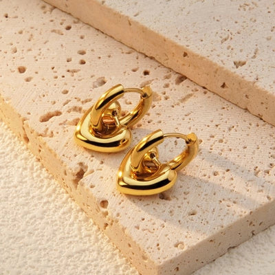 2 Pieces Set Sweet Simple Style Commute Heart Shape Plating 304 Stainless Steel 18K Gold Plated Earrings