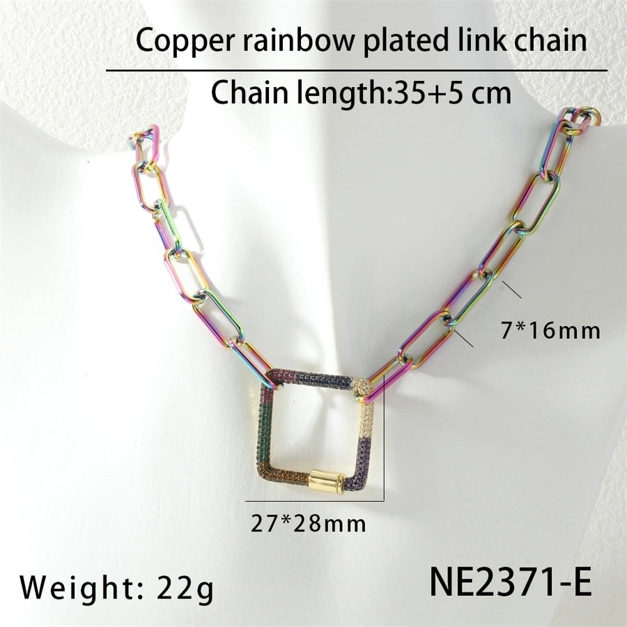 Jewelry Hip-Hop Geometric Copper Zircon Necklace