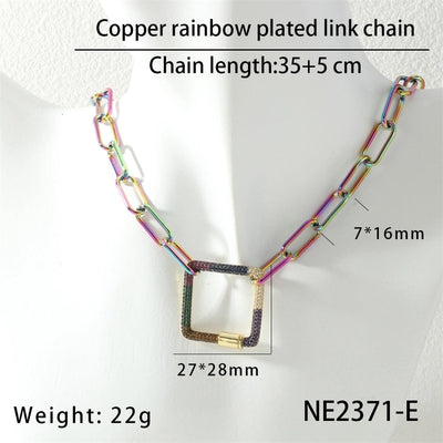 Jewelry Hip-Hop Geometric Copper Zircon Necklace