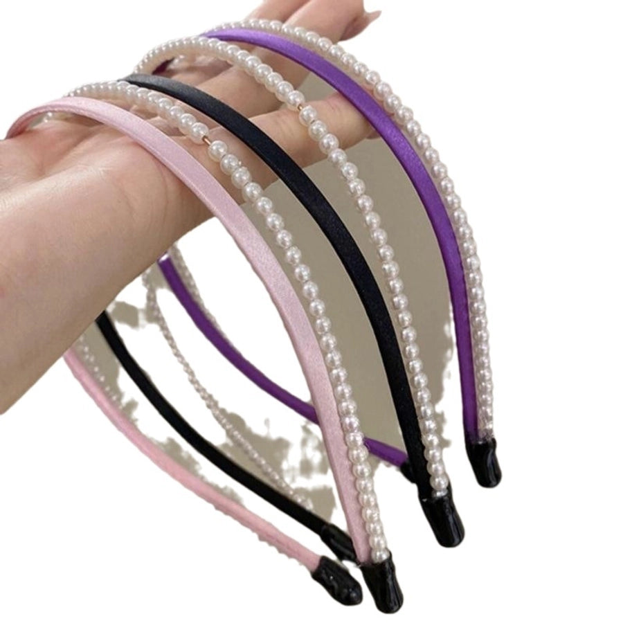 sweet simple style classic style geometric artificial pearl cloth hair band