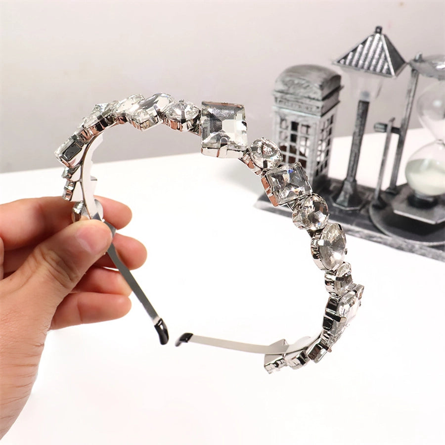 lady streetwear geometric alloy plating inlay rhinestones hair band