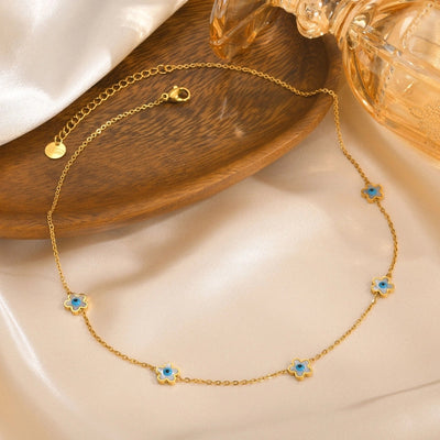 Jewelry Vintage Style Simple Style Heart Shape Eye Flower 201 Stainless Steel Necklace