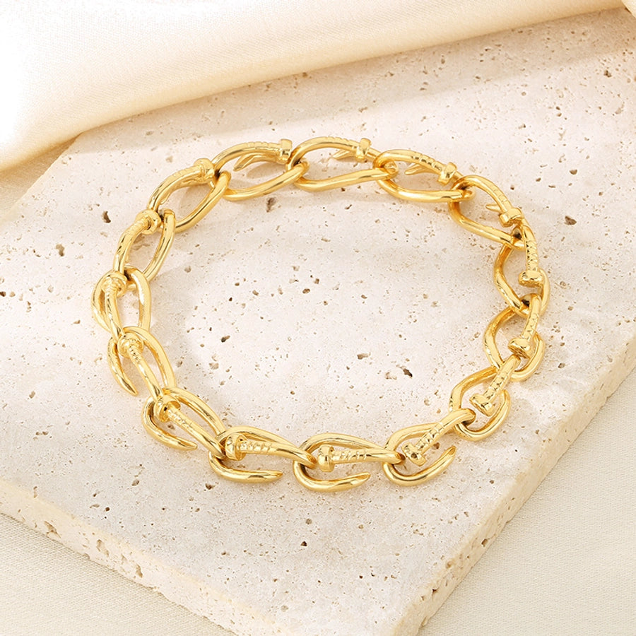 Vintage Style Geometric 304 Stainless Steel 18K Gold Plated Bracelets In Bulk