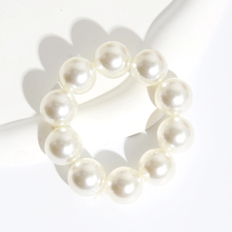 sweet solid color imitation pearl hair tie 1 piece