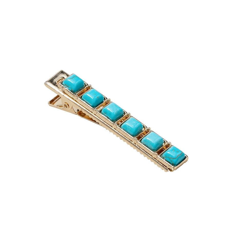 Women's Retro Solid Color Alloy Inlay Turquoise Hair Clip