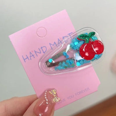 kid's cute cartoon fruit alloy rubber sequins hair clip