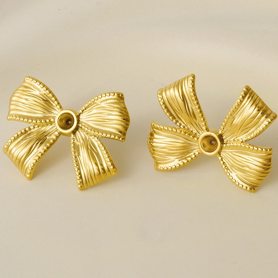 1 Pair Sweet Simple Style Bow Knot 304 Stainless Steel 18K Gold Plated Ear Studs