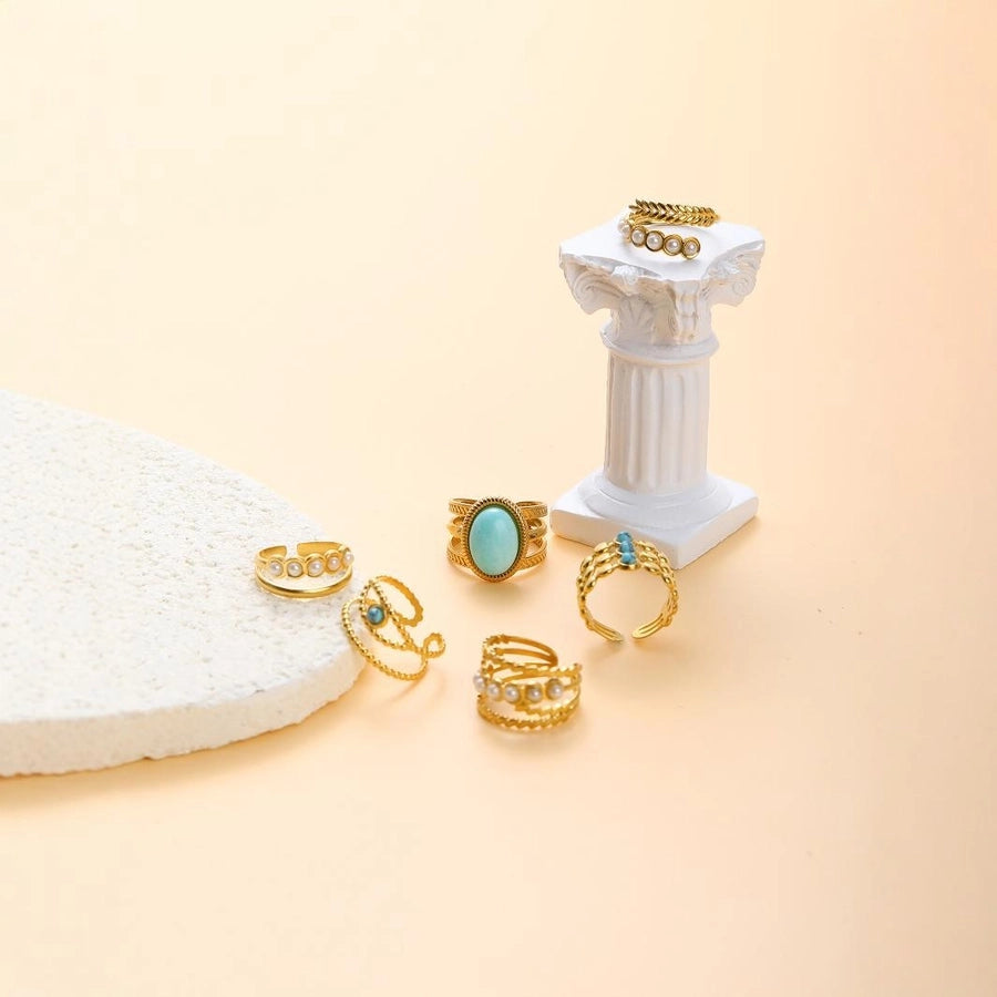 Jewelry Elegant Retro U Shape Oval 304 Stainless Steel Open Rings