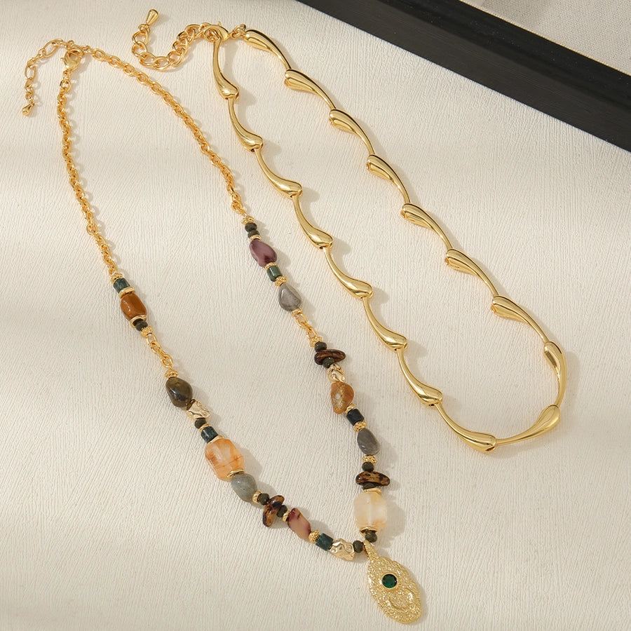 Casual Cute Commute Irregular natural stone Copper  Necklace In Bulk