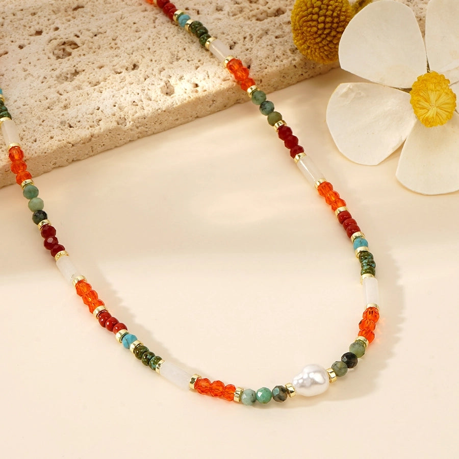 Bohemian Geometric Semi-precious stone natural stone Necklace In Bulk