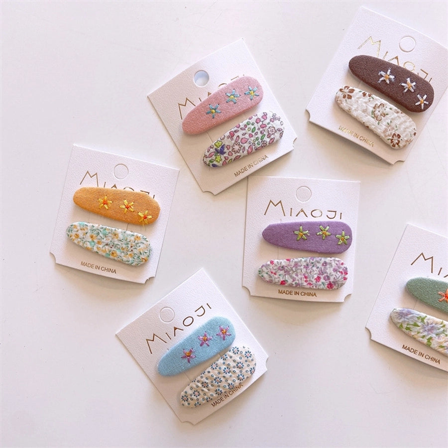 Girl'S Simple Style Classic Style Flower Cloth Contrast Collar Hair Clip