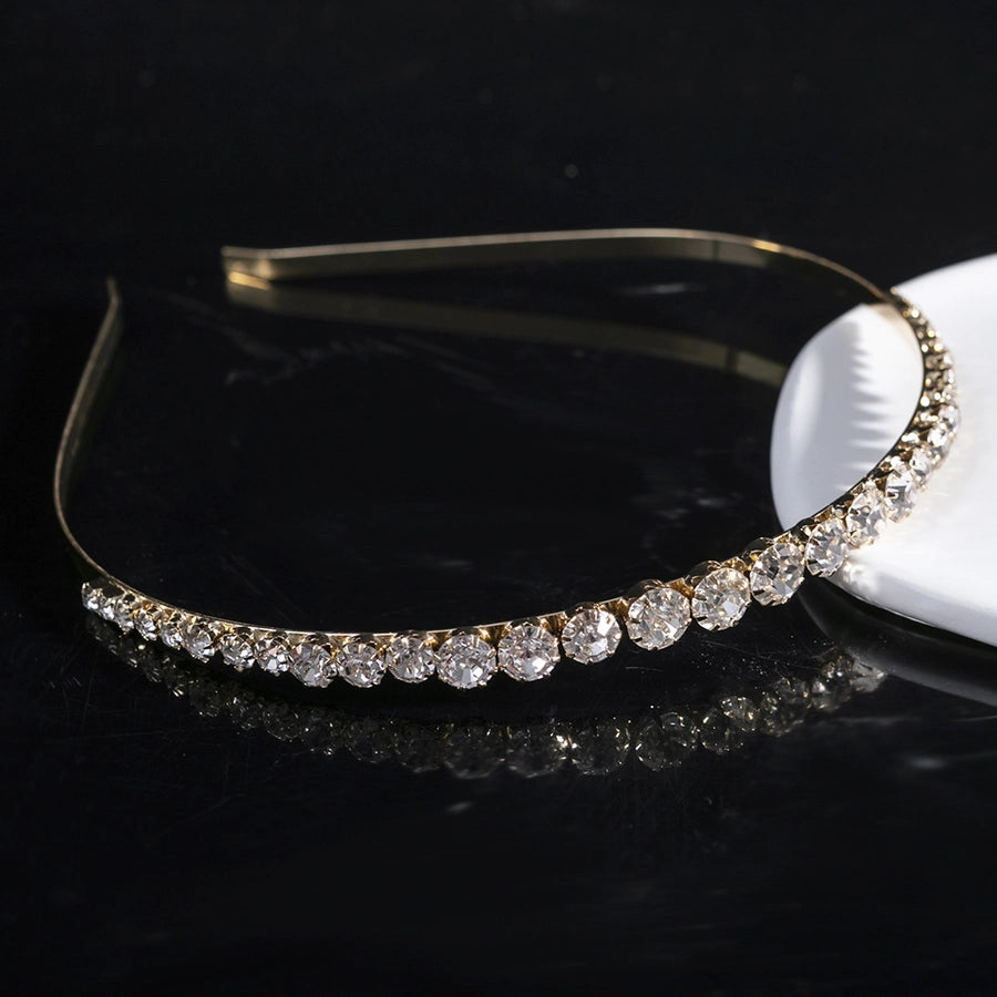 women's simple style waves flower bow knot metal inlay pearl zircon hair band