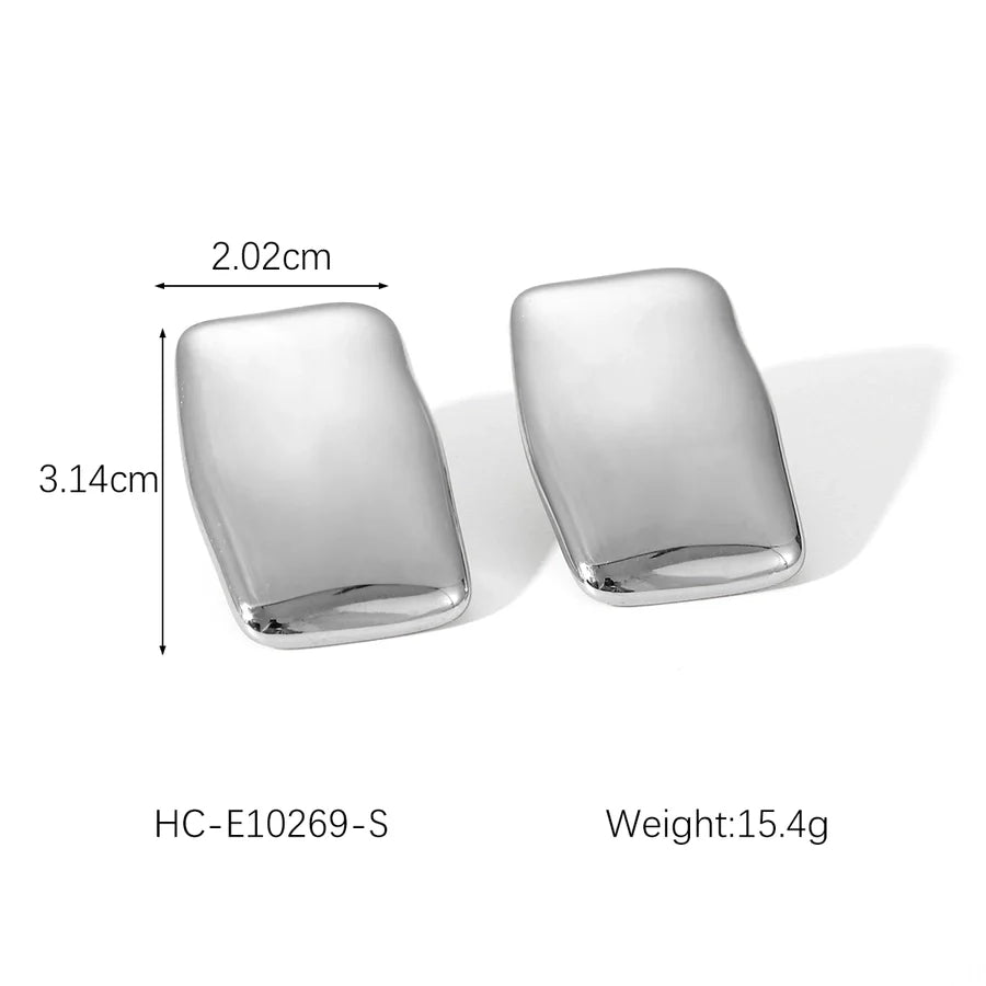 1 Piece IG Style Exaggerated Round Rectangle Plating Inlay 304 Stainless Steel Rhinestones 18K Gold Plated Ear Studs