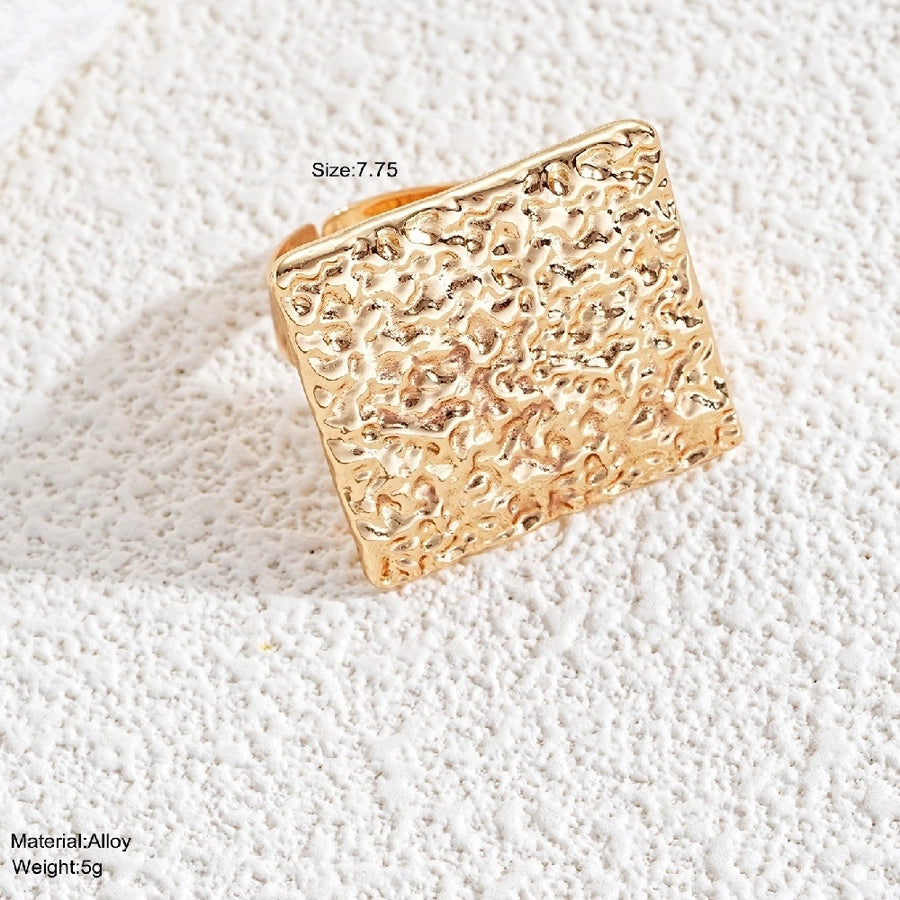 Exaggerated Square Alloy Plating Gold Plated Women's Open Rings