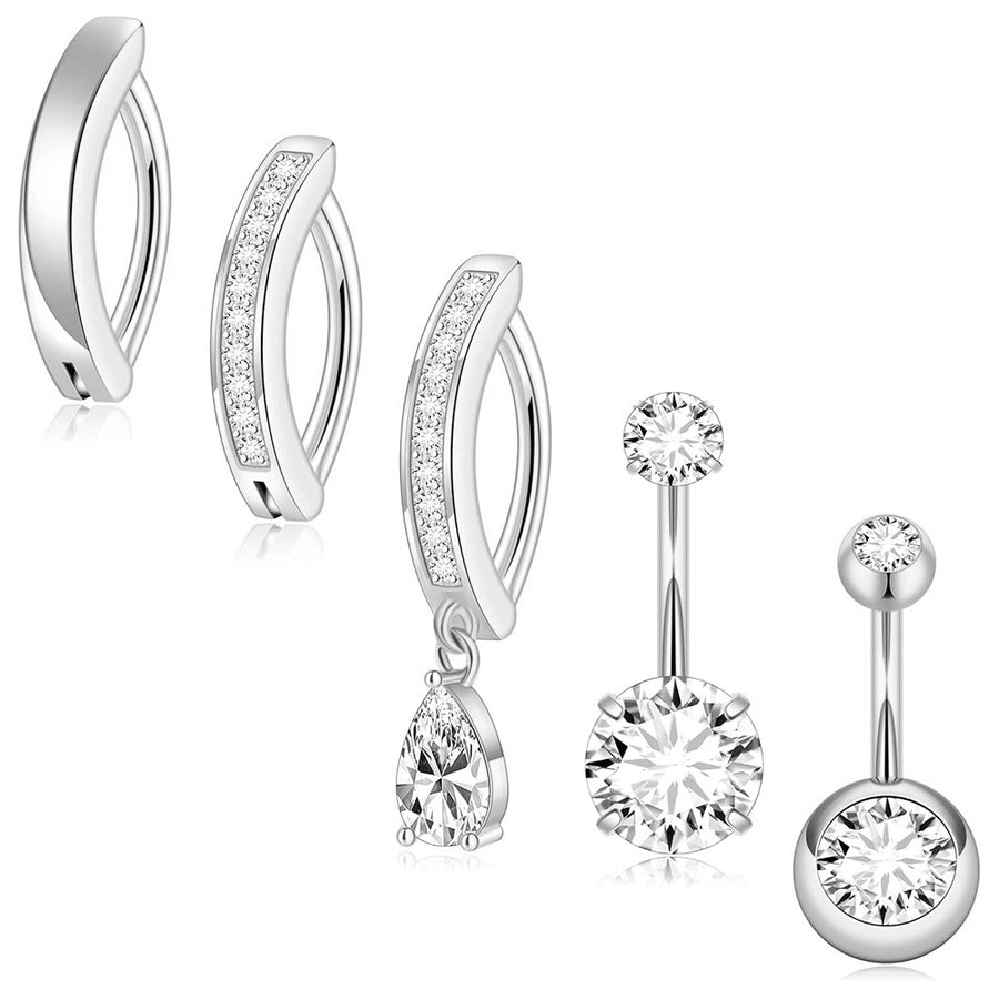 1 Piece 1 Set Belly Rings Simple Style Shiny Geometric 316L Stainless Steel  Copper Inlay Zircon