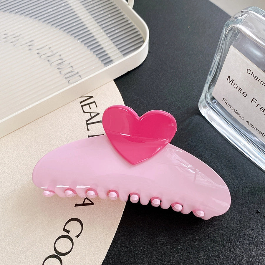 Women's Simple Style Heart Shape Plastic Resin Hair Claws