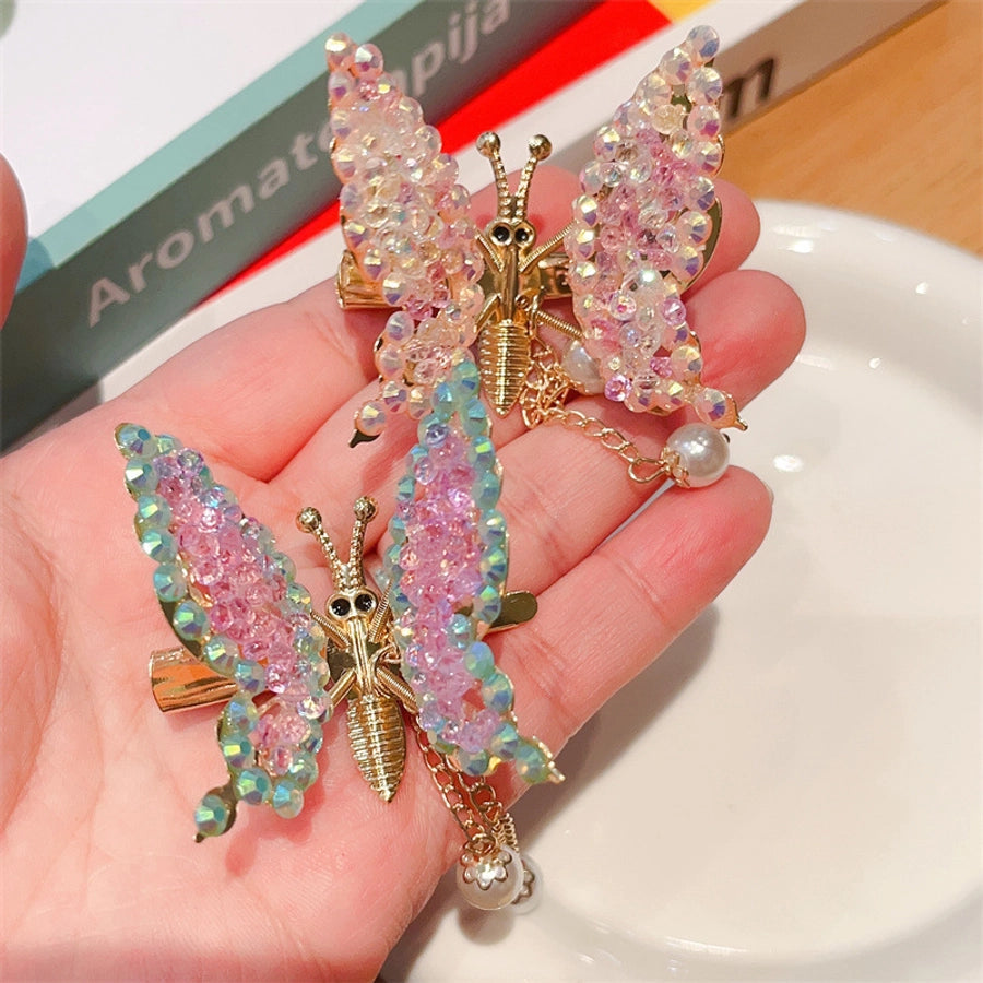 Kid'S Simple Style Butterfly Alloy Rhinestone Plating Hair Clip