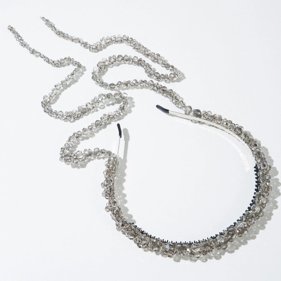 Women's Elegant Luxurious Solid Color Alloy Cloth Inlay Glass Hair Band